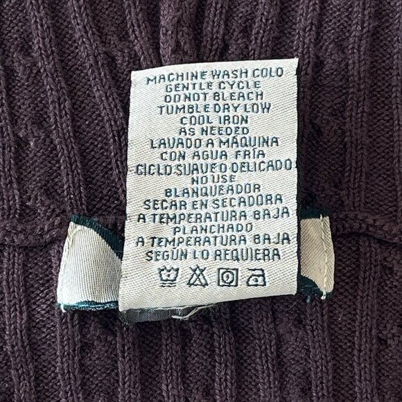 Womens Brown Ribbed Cable Knit Hooded Sweater Small Zip Dark Academia 90s Y2K - Picture 9 of 9